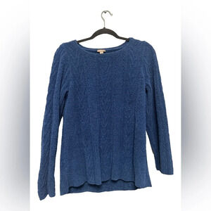 J Jill Royal Blue Cable Knit Sweater Size Medium Petite